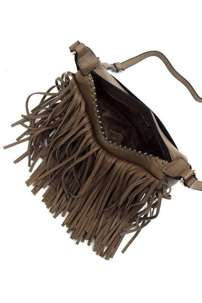 Fringe Hobo Crossbody Bag - KOKOTETE