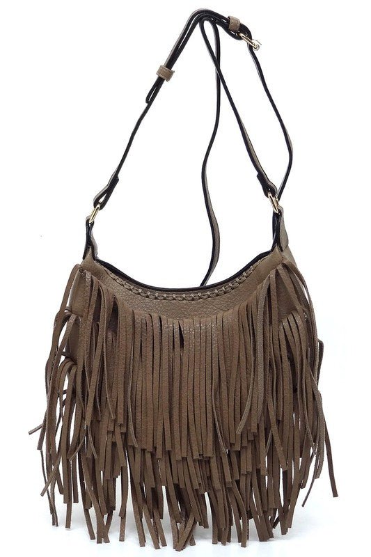 Fringe Hobo Crossbody Bag - KOKOTETE