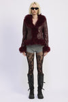 FUR AND LEATHER MIX MEDIA JACKET - KOKOTETE
