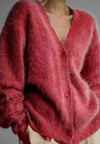 Fuzzy oversized button front cardigan - KOKOTETE