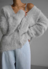 Fuzzy oversized button front cardigan - KOKOTETE