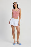 GINGHAM RUFFLE SLEEVE CORSET TOP - KOKOTETE