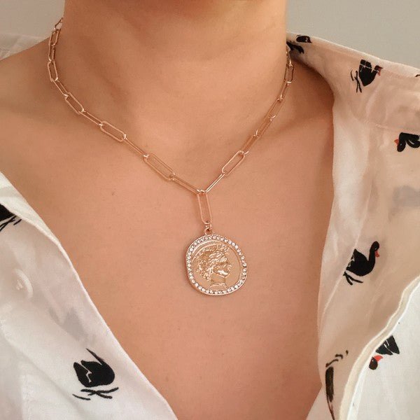 Glam Edge Coin Link Chain Necklace - KOKOTETE