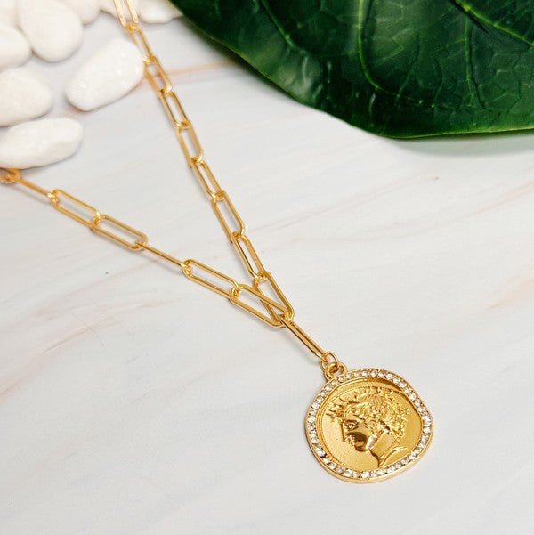 Glam Edge Coin Link Chain Necklace - KOKOTETE