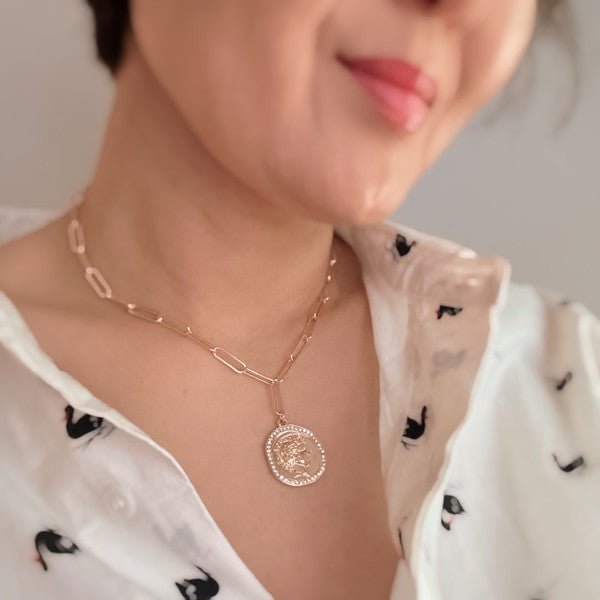 Glam Edge Coin Link Chain Necklace - KOKOTETE