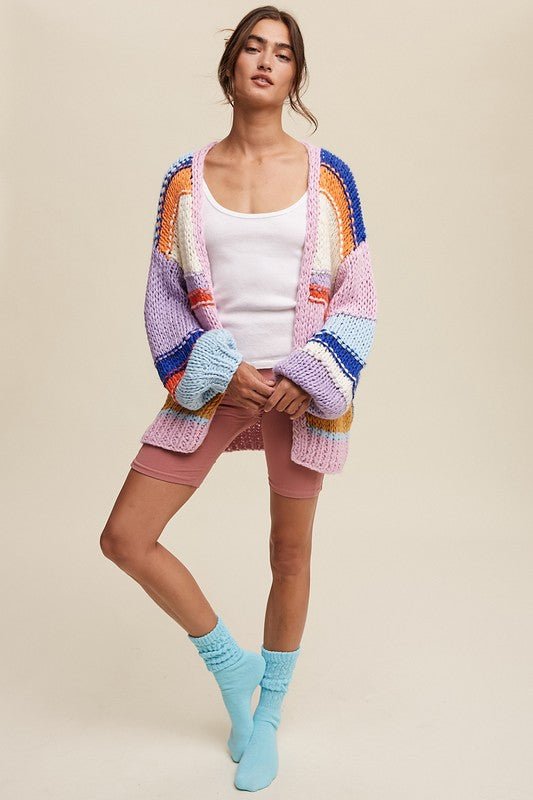 Hand Knit Multi Striped Cardigan - KOKOTETE