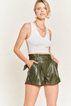 High - rise waist Belted Faux Leather Short JJB5001 - KOKOTETE