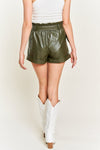 High - rise waist Belted Faux Leather Short JJB5001 - KOKOTETE