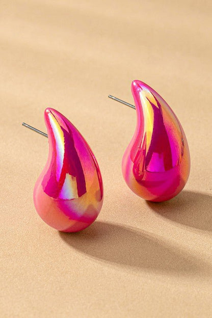 hollow puffy color coating teardrop earrings - KOKOTETE