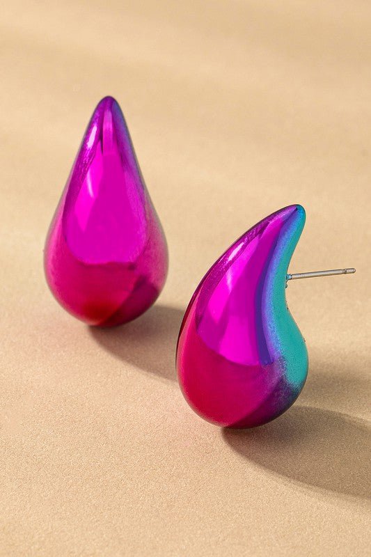 hollow puffy color coating teardrop earrings - KOKOTETE