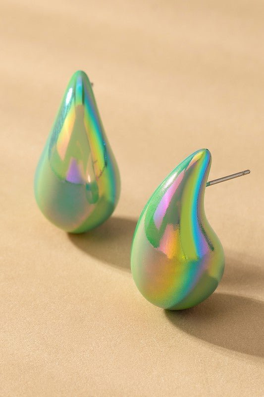 hollow puffy color coating teardrop earrings - KOKOTETE