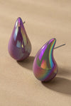 hollow puffy color coating teardrop earrings - KOKOTETE