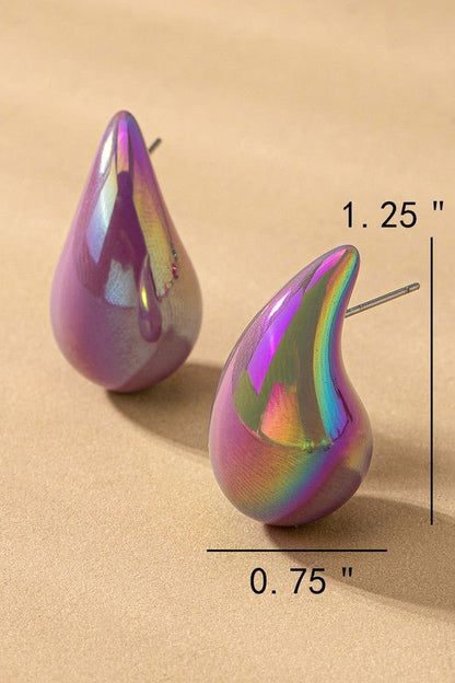 hollow puffy color coating teardrop earrings - KOKOTETE