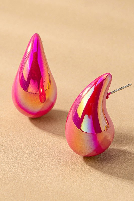 hollow puffy color coating teardrop earrings - KOKOTETE