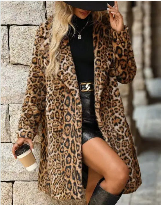 Leopard Print Fleece Coat - KOKOTETE