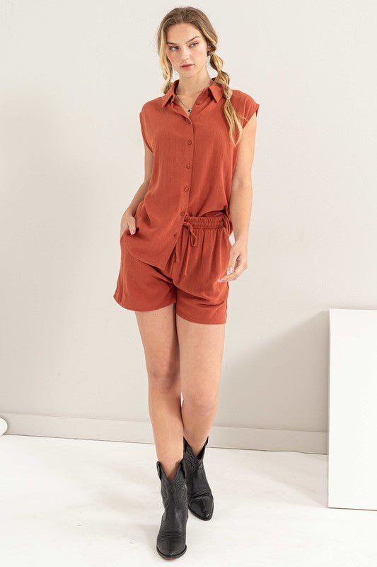 Linen Shirt and Shorts Set - KOKOTETE