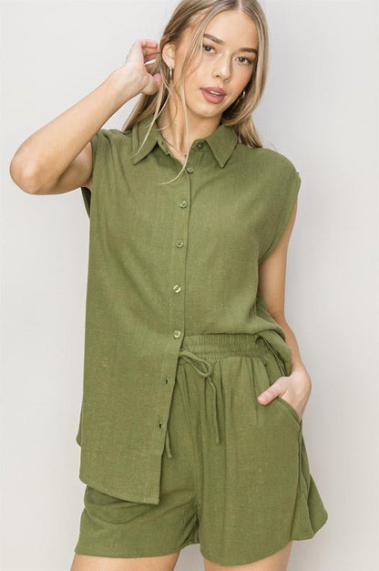 Linen Shirt and Shorts Set - KOKOTETE