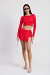 LONG SLEEVE BOAT NECK CROPPED TOP - KOKOTETE