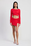 LONG SLEEVE BOAT NECK CROPPED TOP - KOKOTETE