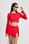 LONG SLEEVE BOAT NECK CROPPED TOP - KOKOTETE