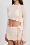 LONG SLEEVE BOAT NECK CROPPED TOP - KOKOTETE