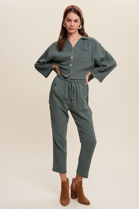 Long Sleeve Button Down and Long Pants Sets - KOKOTETE