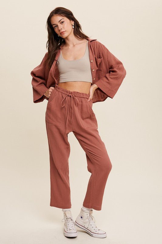 Long Sleeve Button Down and Long Pants Sets - KOKOTETE