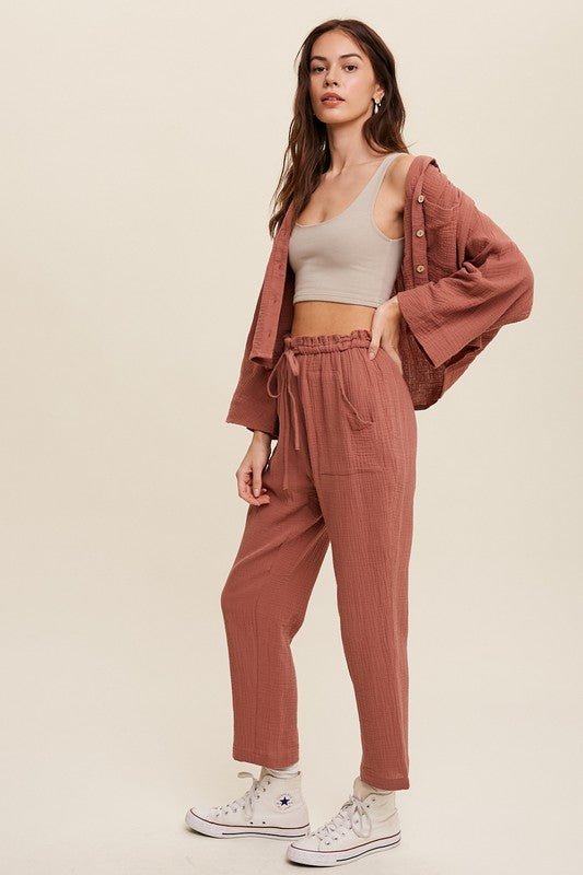 Long Sleeve Button Down and Long Pants Sets - KOKOTETE