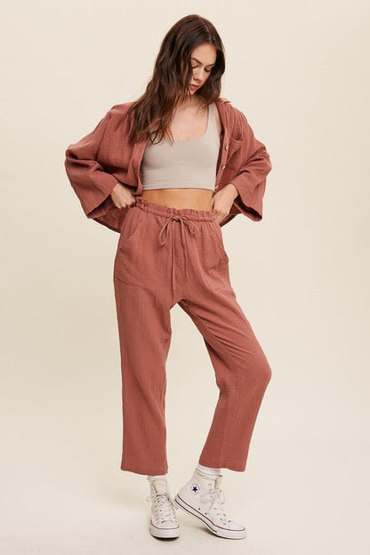 Long Sleeve Button Down and Long Pants Sets - KOKOTETE