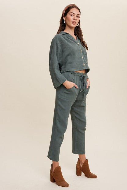 Long Sleeve Button Down and Long Pants Sets - KOKOTETE