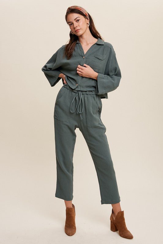 Long Sleeve Button Down and Long Pants Sets - KOKOTETE