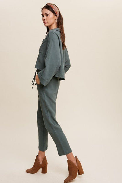 Long Sleeve Button Down and Long Pants Sets - KOKOTETE