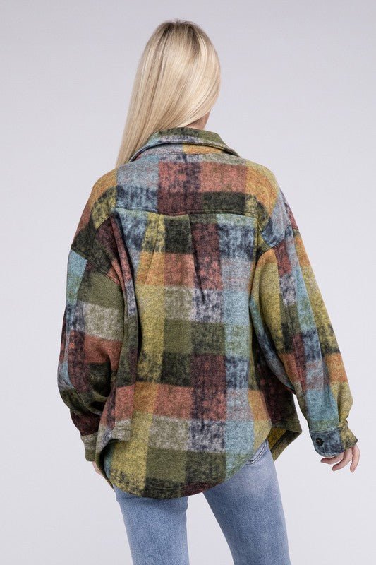 Loose Fit Buttoned Down Check Shirt Jacket - KOKOTETE