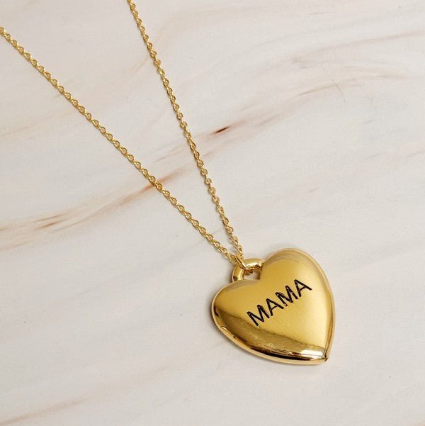 Mama Engraved Heart Pendant Necklace - KOKOTETE