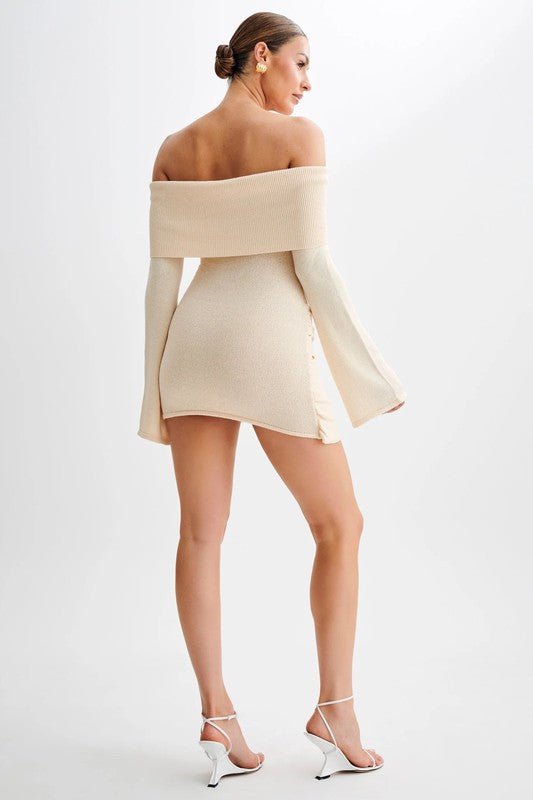MINI BEGE SUMMER KNIT DRESS - KOKOTETE