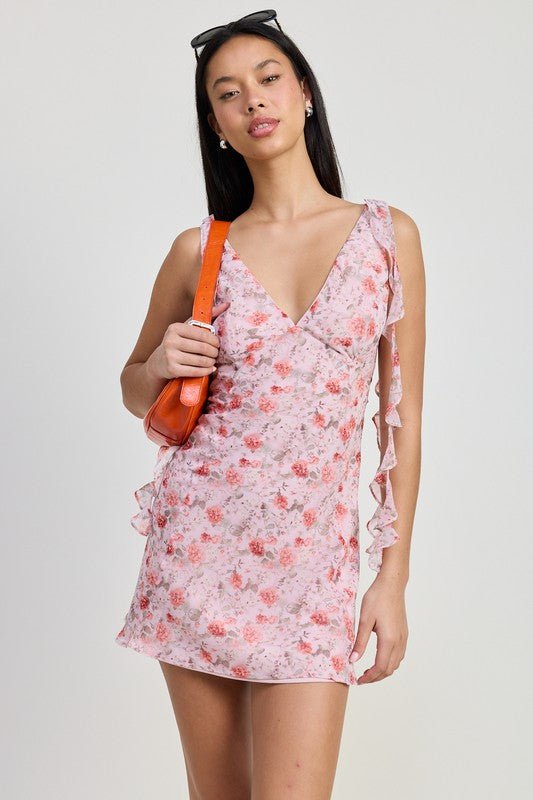 MINI FLORAL V NECK DRESS - KOKOTETE
