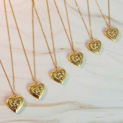 Nostalgic Heart Initial Open Locket Necklace - KOKOTETE