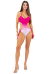 ONE PIECE OMBRE SIDE TIED HALTER NECKLINE SWIMSUIT - KOKOTETE