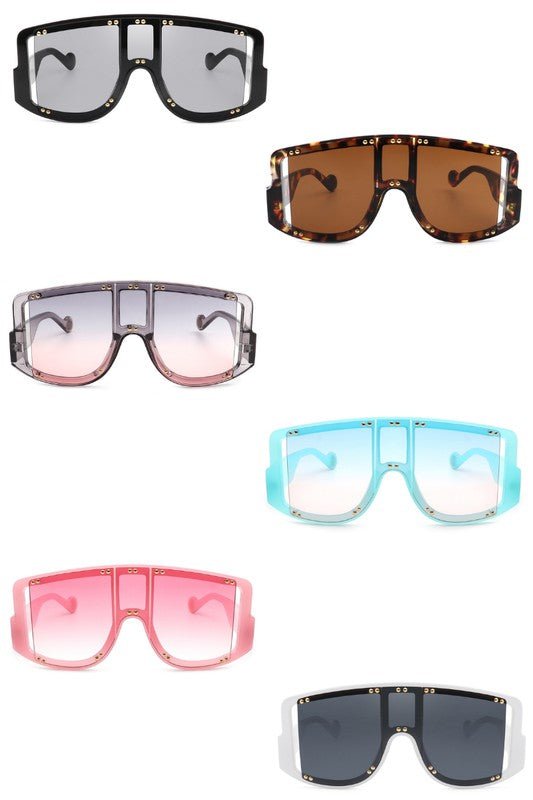 Oversize Square Fashion Shield Visor Sunglasses - KOKOTETE