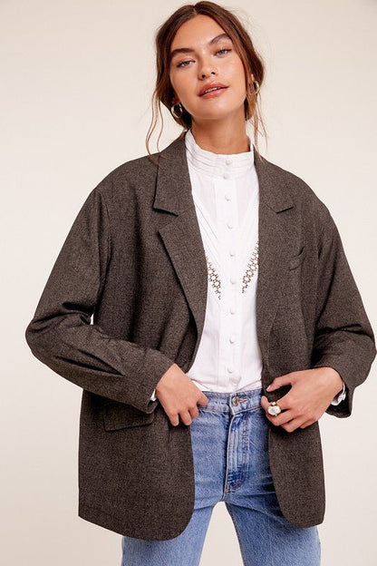 Oversized Solid Blazer - KOKOTETE