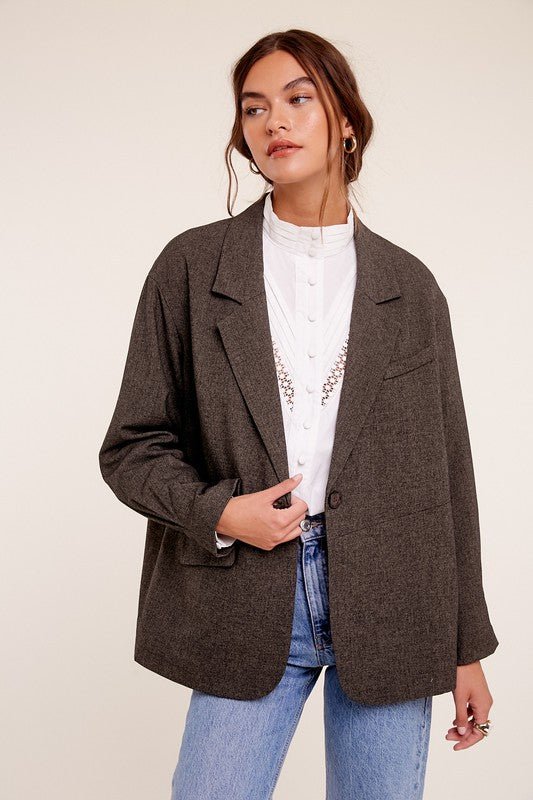 Oversized Solid Blazer - KOKOTETE