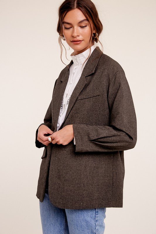 Oversized Solid Blazer - KOKOTETE