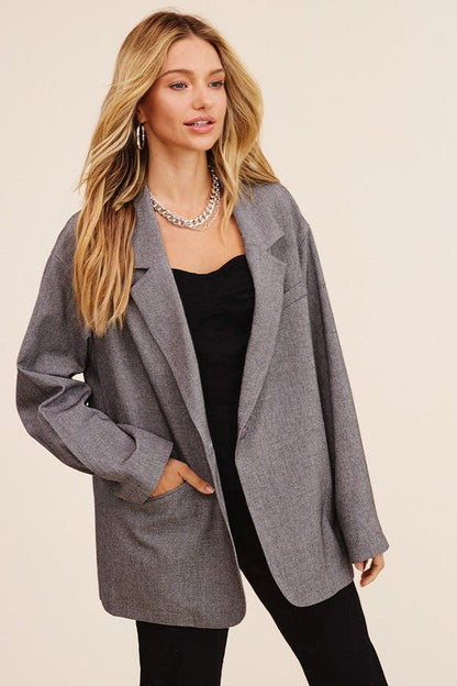 Oversized Solid Blazer - KOKOTETE