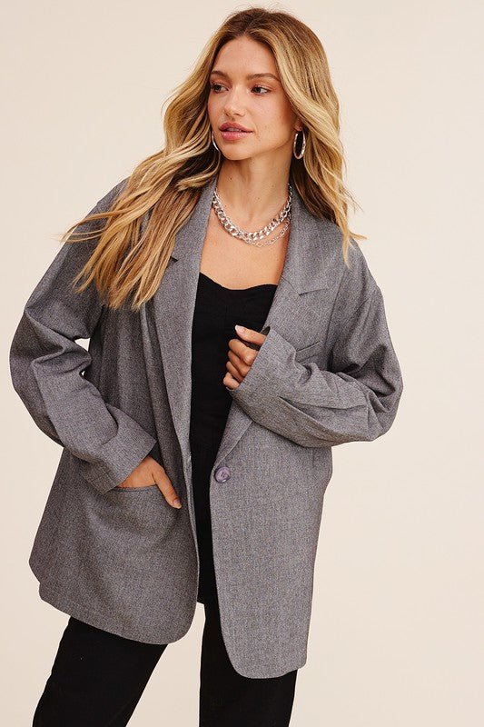 Oversized Solid Blazer - KOKOTETE