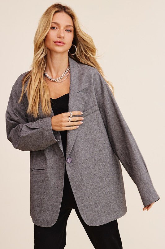 Oversized Solid Blazer - KOKOTETE