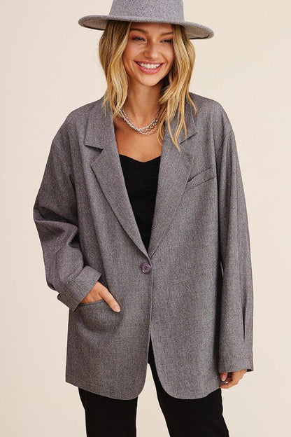 Oversized Solid Blazer - KOKOTETE