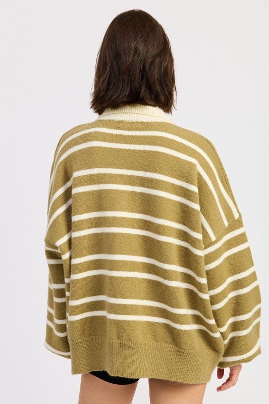 OVERSIZED STRIPE COLLAR SWEATER - KOKOTETE