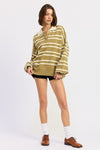 OVERSIZED STRIPE COLLAR SWEATER - KOKOTETE