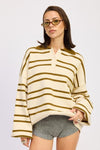 OVERSIZED STRIPE COLLAR SWEATER - KOKOTETE