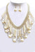 Pearl And Clear Beads Statement Necklace Set - KOKOTETE